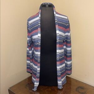 Ruby Rd. Multicolor Open Front Cardigan, quilted look, coastal grandma! Size M